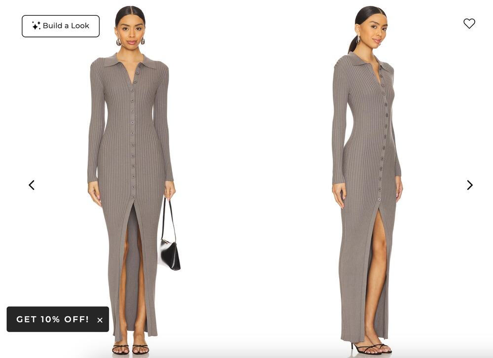 Lovers + Friends Quinn Sweater Maxi Dress Fitted Ribbed Gray Women's Size L